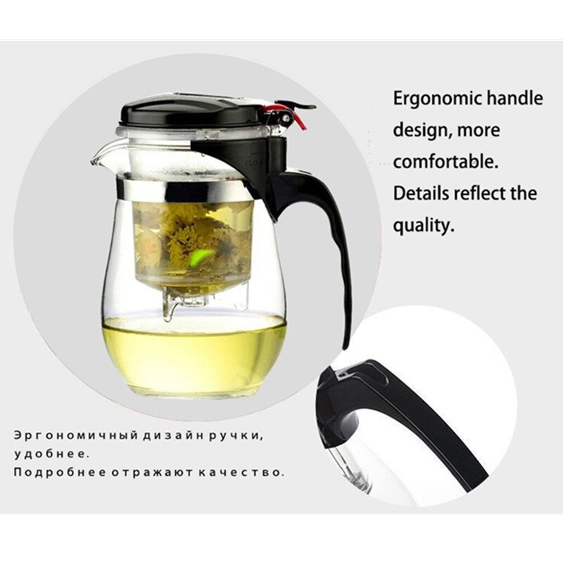 500ML Heat Resistant Teapots Teapot Chinese Hung Fu Tea Set Puer Kettle Coffee Maker Convenient Office Tea Pot Tea Infuser