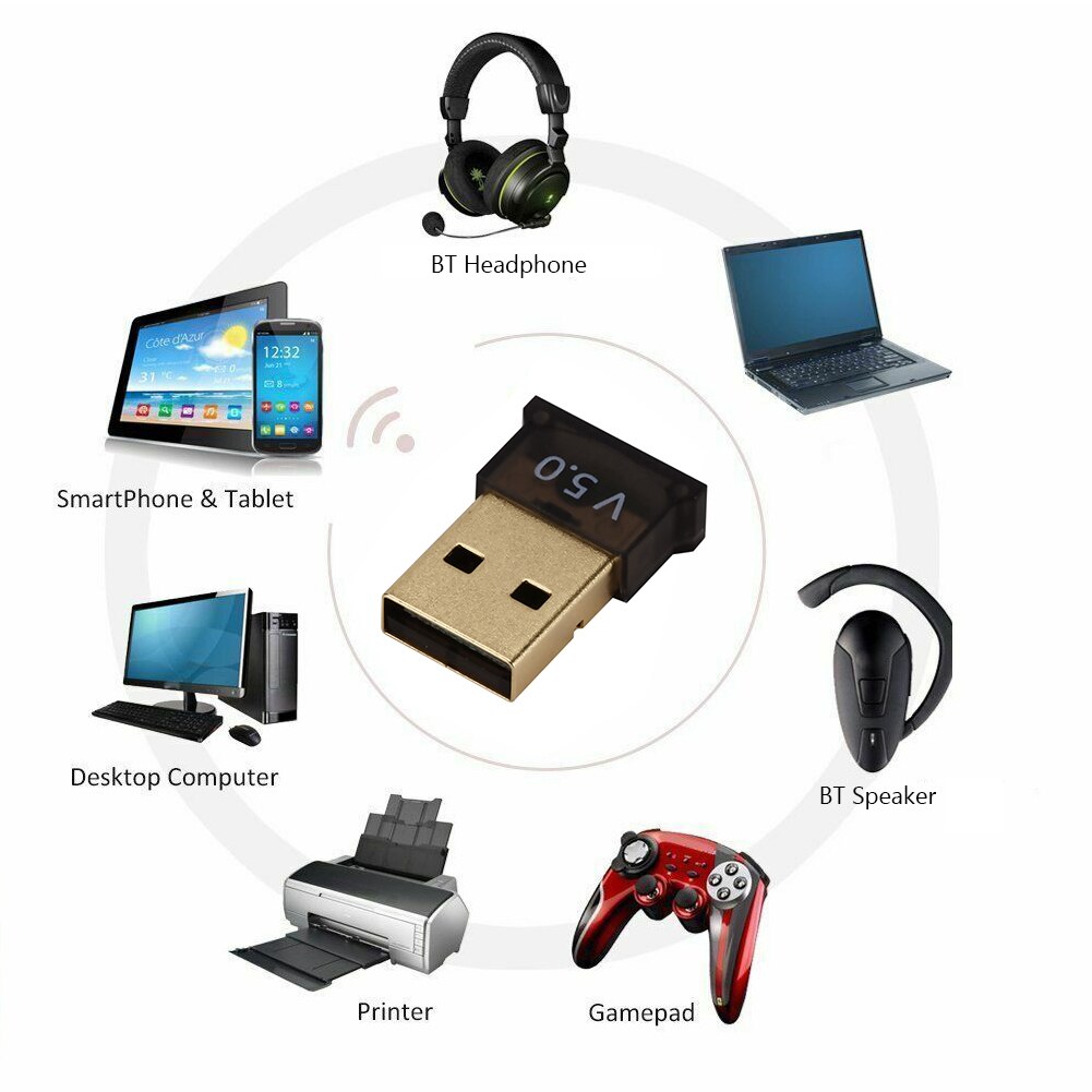 CSR 4.0 USB Bluetooth 5.0 Adapter Dongle Music Audio Receiver Transmitter Accessories Suitable for Windows 10 8 XP Win 7