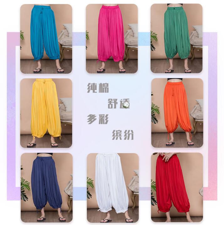 Pantalones de algodón para mujer, pantalón de pierna ancha, cómodo y fino, 8 colores, primavera y verano