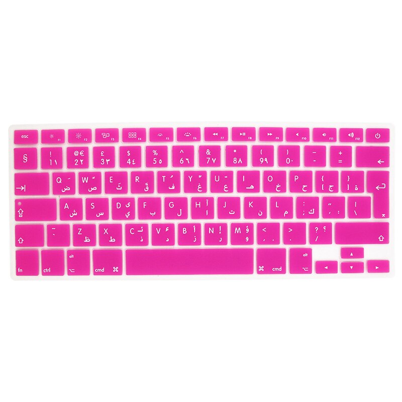 SR 14 Colors EU Arabic Language Letter Silicone Keyboard Cover Sticker for Macbook Air 13 Pro 13 15 17 Retina Protector Sticker: Rose