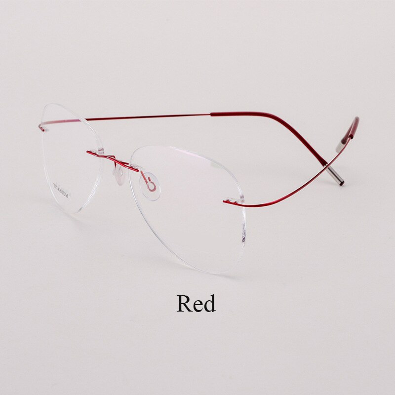Bclear Titanium Randloze Brillen Optische Glazen Frame Mannen En Vrouwen Eyewear Lichtgewicht Flexibele Spektakel: Rood
