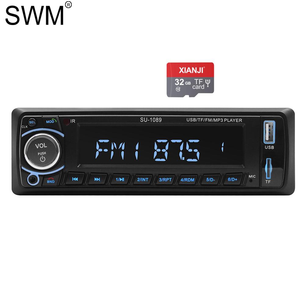 SWM Tape Recorder Car Audio Cassette Player Handsfree Bluetooth MP3 Player AUX USB FM SD Car Radio LCD Display Stereo Audio 1089