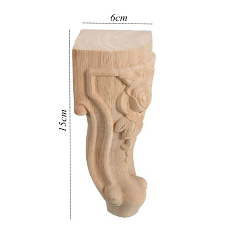 Cadre de pied en rose sculpté en bois, 4 pièces, 15x6cm, décor de Table de meuble artisanal, porte non peinte, Art mural