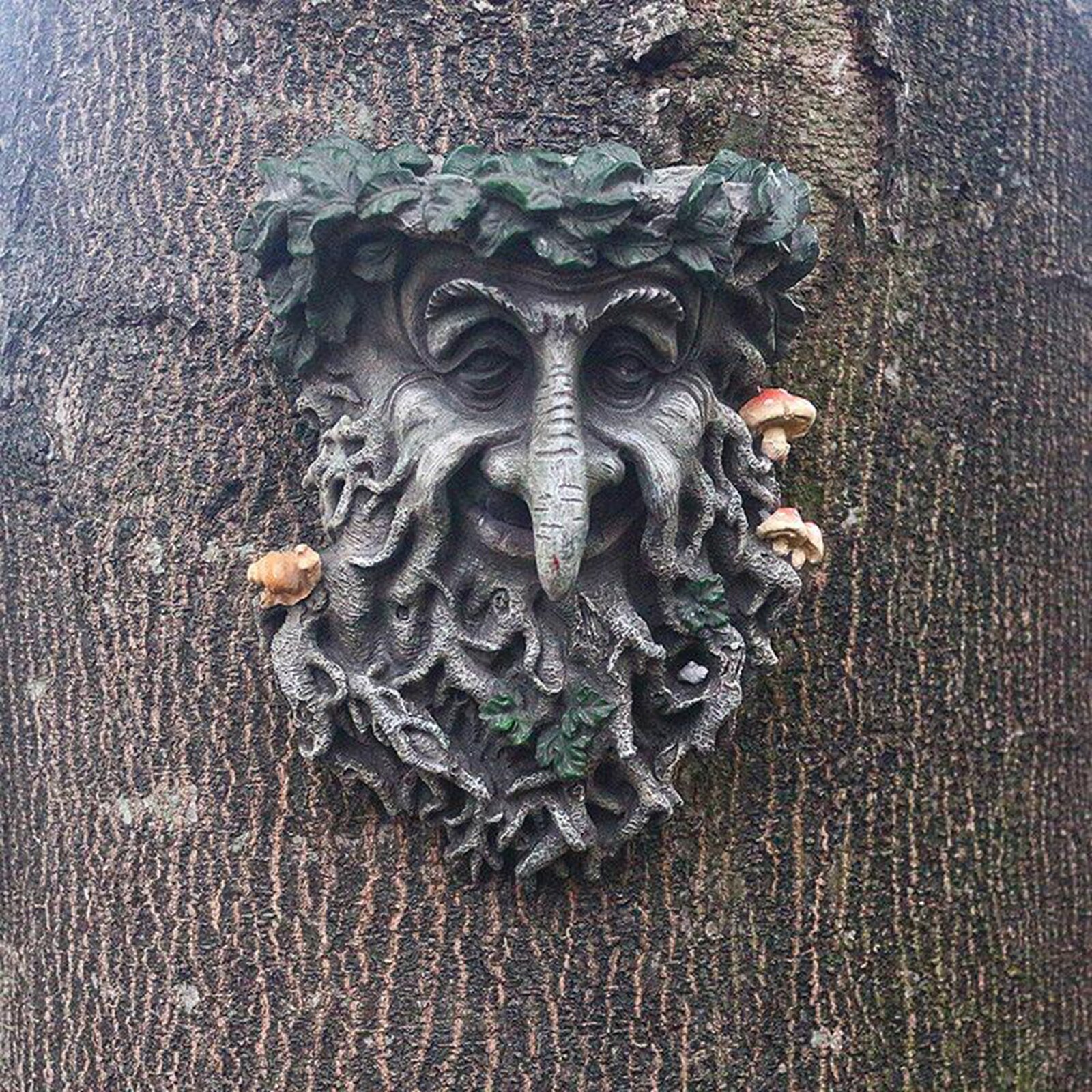 Harpiks udendørs have træ dekoration have ing figurer udendørs træ ansigt statue skulptur dekor dekor