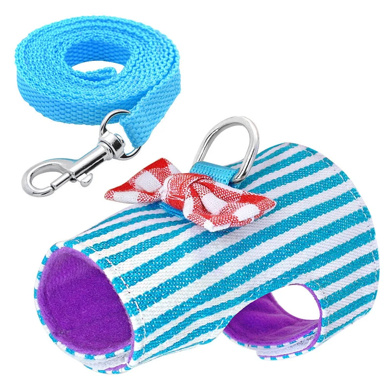 Kleine Huisdier Konijn Hamster Bowtie Gestreepte Ster Harnas Vest Leash Trekkabel voor Baby Fretten Huisdier Ratten Strik Borstband: M / orange