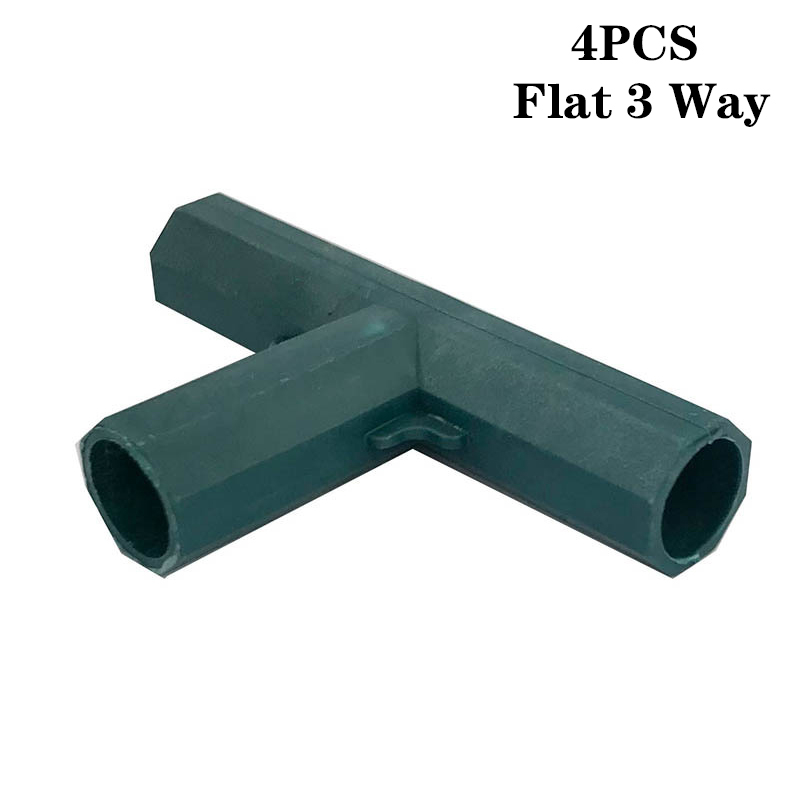 4pcs 16mm Corner Connector Fencing Pipe Joint Supports Garden Framework 3 4 5 Ways Cages Awning Pole Greenhouse Plant Stakes: Flat 3