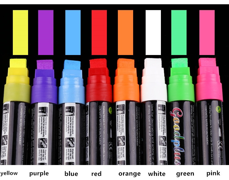 Flashcolor markør for glass whiteboard fluorescerende plate tavle plast tre papir maling markør kontor skolerekvisita