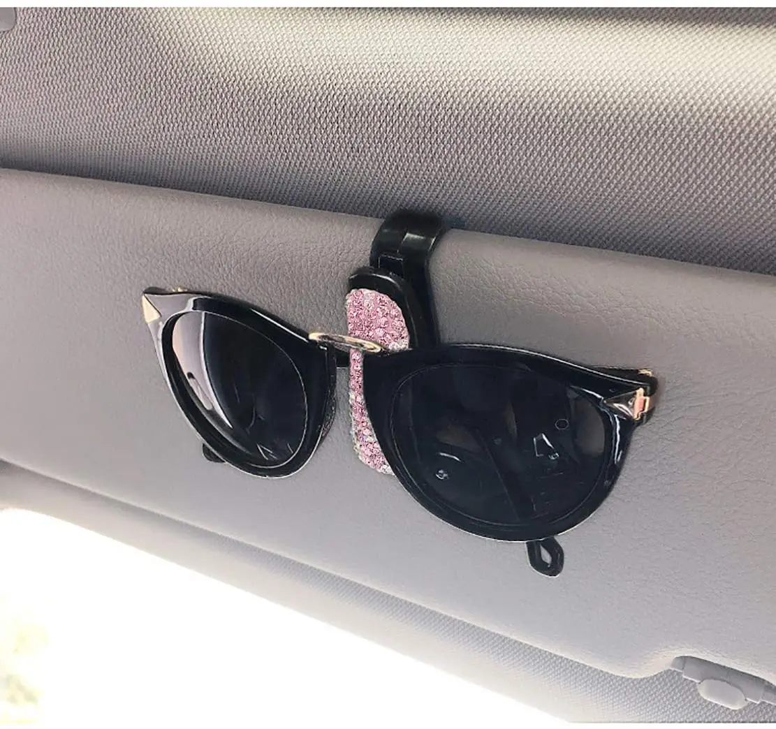 Diamant Brilhouders Auto Zonneklep Zonnebril Brillen Mount Met Ticket Card Clip Auto-interieur Accessoires Brilhouder