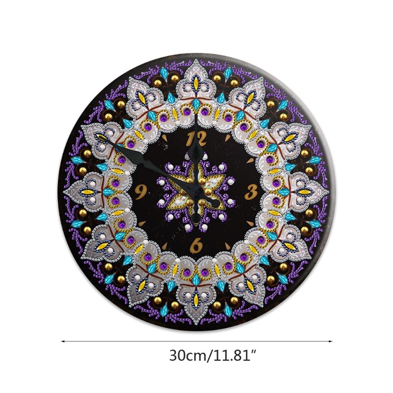 Reloj de pintura con diamantes de Mandala, cartel de hojalata de Metal 5D, bordado de diamantes de Cruz: 2