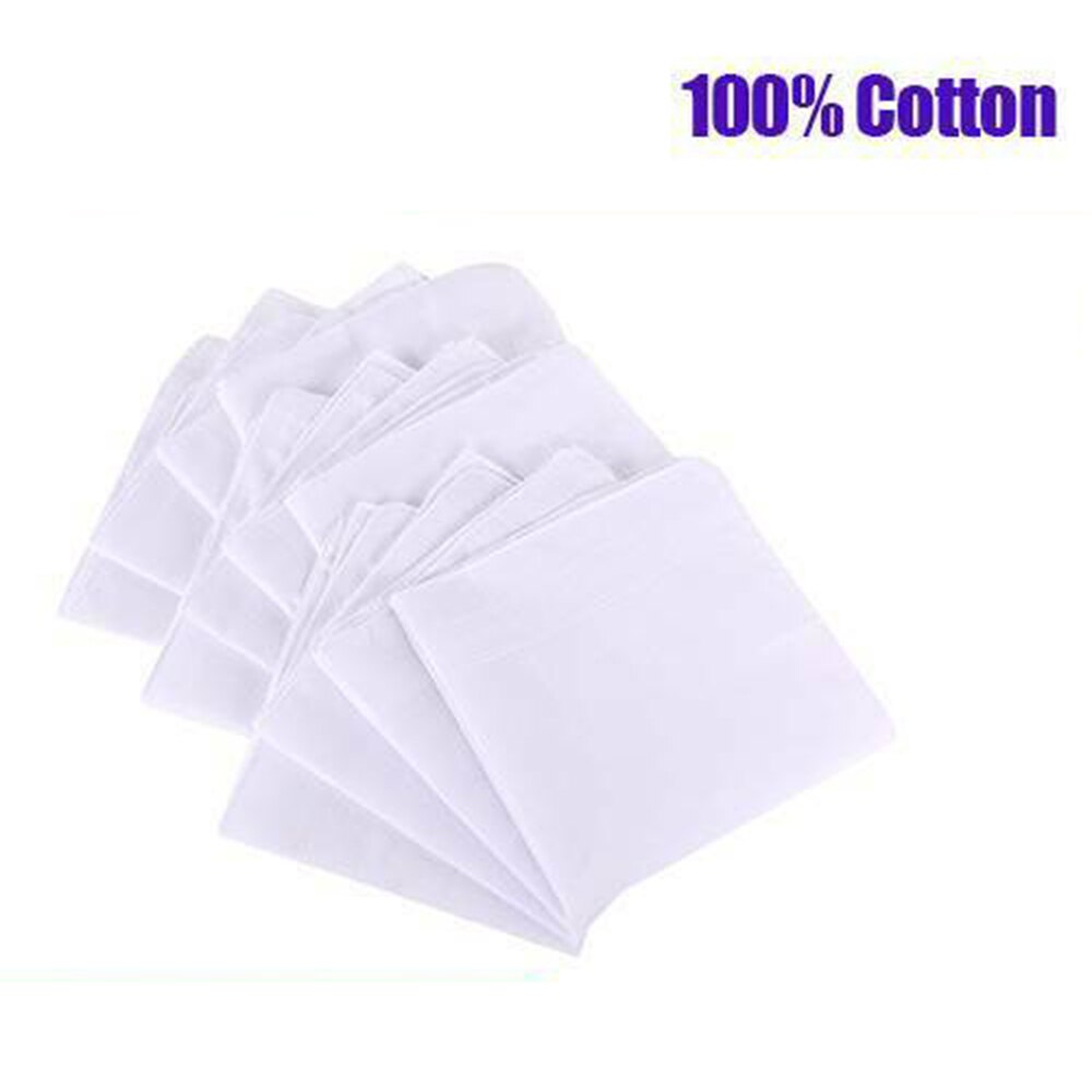 Mouchoir 100% coton homme blanc | Nouveauté, 12 pièces