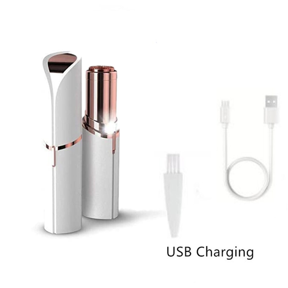 Usb Opladen Draagbare Elektrische Epilator Pijnloos Haar Remover Epilator Wenkbrauw Trimmer Scheerapparaat Voor Gezicht Lip Wangen Vrouwen: USB style white