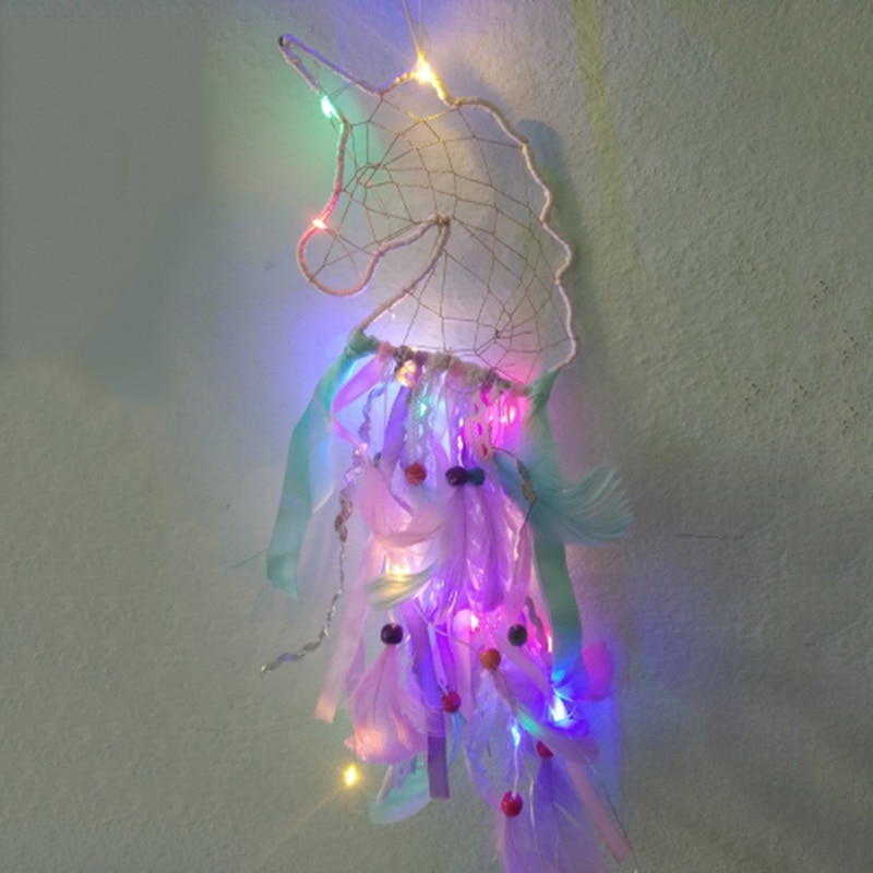 Luces LED, accesorios de atrapasueños de unicornio, adornos colgantes de pared, decoraciones para niños de unicornio brillante, decoraciones para de cumpleaños, Baby shower glow