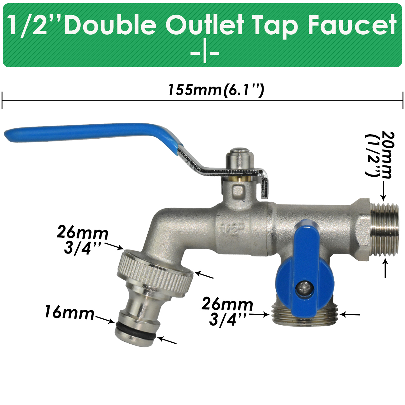 Garten Ersatz 1/2 ''ibc Wassertank Anschluss Durcheinander Wasserhahn Wasserhahn Adapter 2-Wege 1-Wege Bewässerungs schlauch Gelenk anschluss Kugel hahn: Schwarz