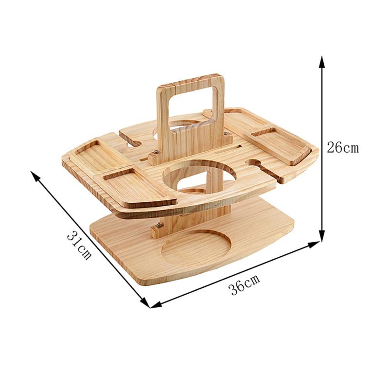 Houten Draagbare Outdoor Klaptafel Fruit Snack Tray Camping Picknick Wijn Tafel Verwijderbare Wijnglas Houder Picknick Tafel