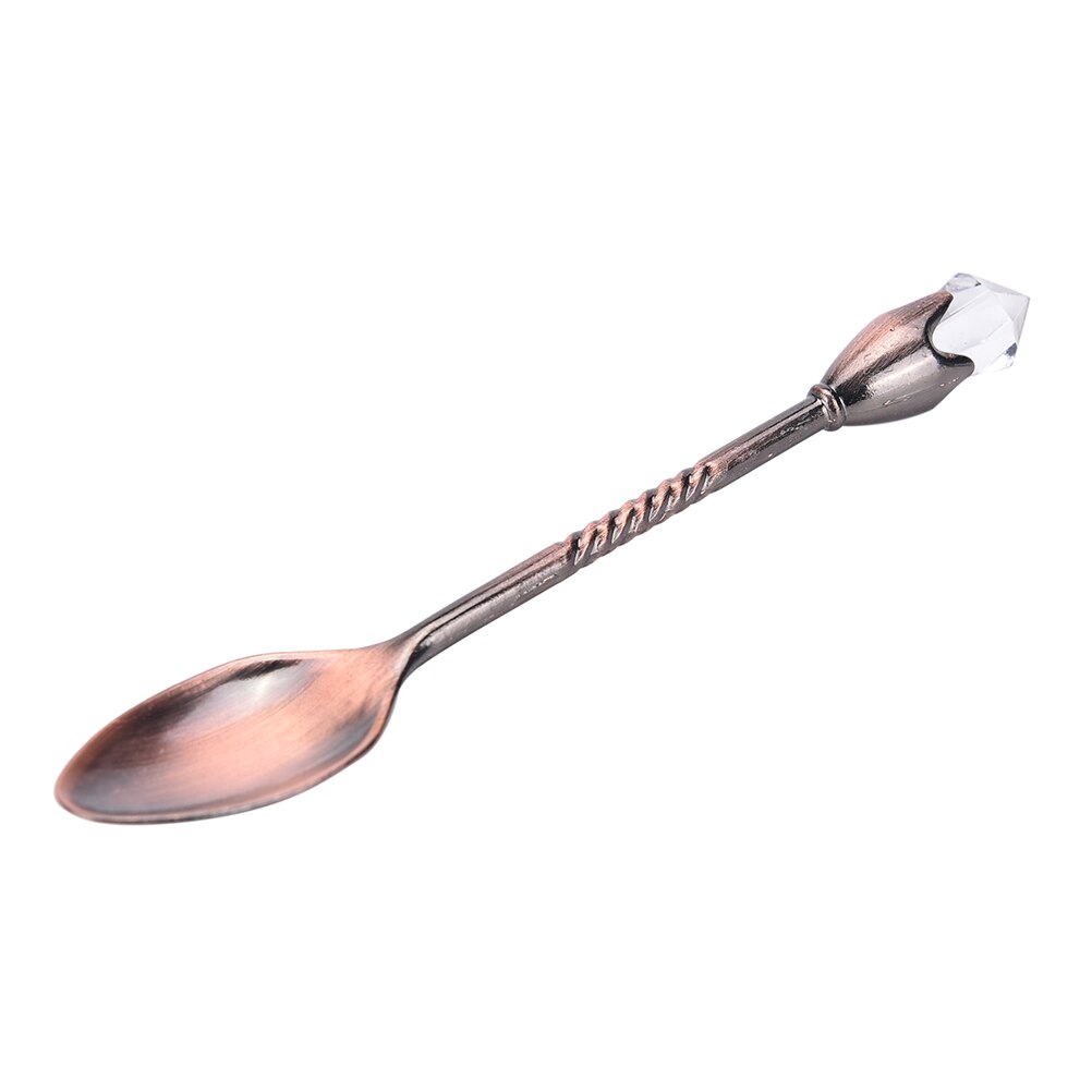 1PC Long Handled Stainless Steel Dessert Ice Cream Tea Coffee Spoon Cute Diamond Shapes Flatware Sets Mini Honey Dipper Mixer: Red Bronze