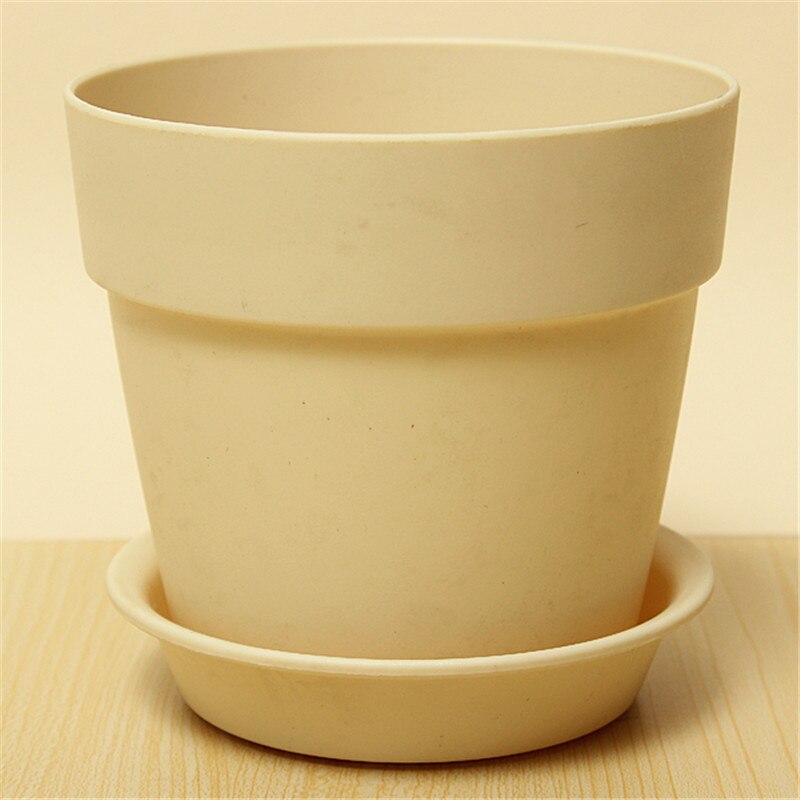 1pcs Resin Plastic Flowerpot With Tray For Garden Indoor Home Decoration Gardening Flower Pots Garden Plants Flower Pot: dark grey