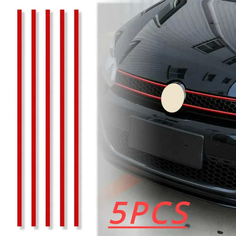 5 stks reflecterende strips autostickers auto voorkap grille lijstwerk rode waterdichte auto decor accessoires exterieur onderdelen sticker