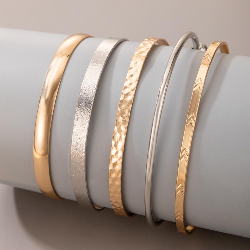 Tocona punk 5 pçs/sets colorido liga metal bangle para as mulheres nova moda aberto pulseiras boêmio jóias presente atacado 16423: Default Title