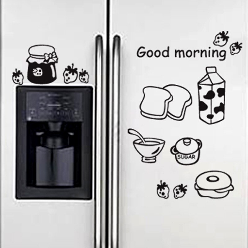 1pc wallsticker til køkken vinyl mælkebrød køleskab vægmaleri sort hvid stickericker home art decor frige sti