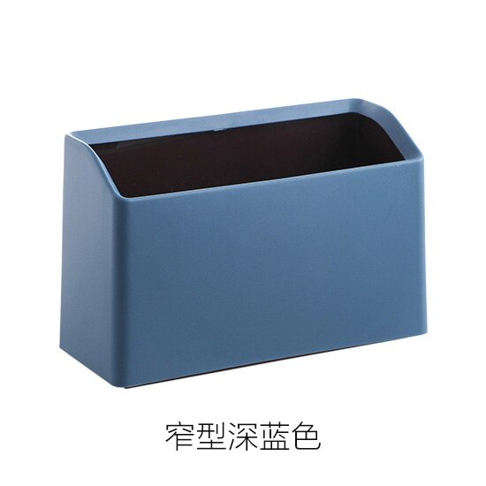Kleine prullenbak voor thuis, bureau, papierbak voor de woonkamer, mini-prullenbak voor op kantoor, afgedekte prullenbak voor thuis: Donkerblauw smal