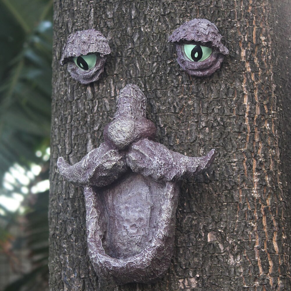 Bits En Stukken Oude Man Tree Hugger Tuin Peeker Sculptuur Kofferbak Grillige Tree Hugger Sculptuur Boom Gezicht Tuin Decoratie