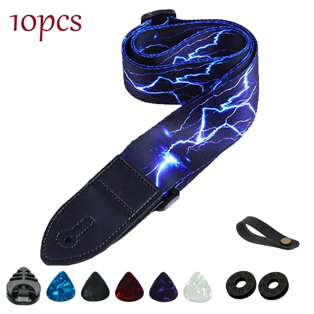 10 Uds. Correa de guitarra para bajo eléctrico y guitarras acústicas incluyen 5 púas de guitarra y 1 sujeción y 2 arandelas, para guitarristas: Rojo