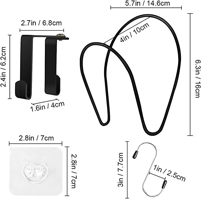 Porte-chapeau mural réglable à 5 anneaux, présentoir de rangement derrière les portes, porte-écharpe, crochets de sac, étagère de rangement pour la maison