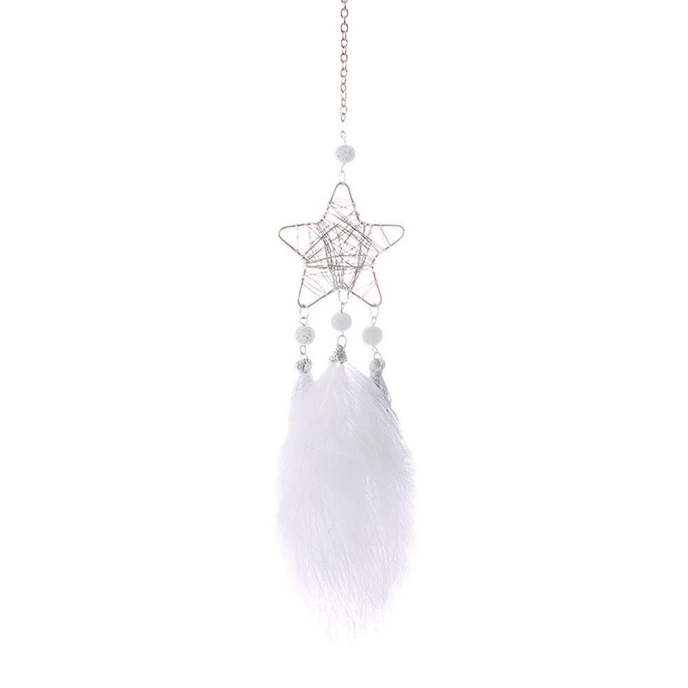 Hueco estrella creativa Luna cazador de sueños de plumas campanas de viento hecho a mano indio colgante para coche y pared hogar niños habitación decoración FDH: A