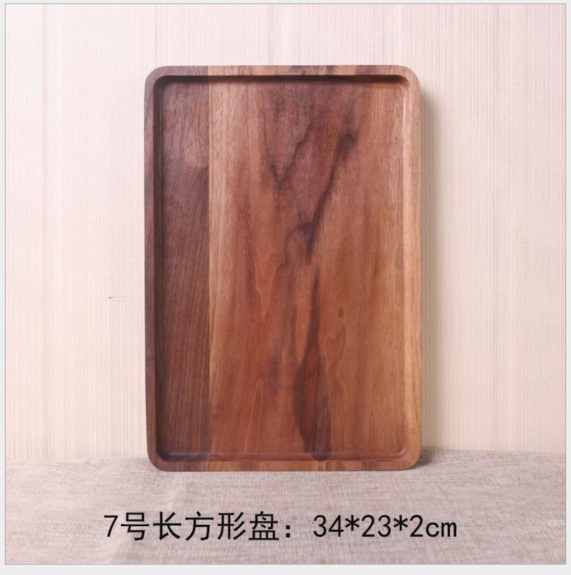 1PCS Wooden Platter Tray Black Walnut Rectangular Western Fruit Pizza Wood Tray Wood Tray Non-painted Solid Wood Tray: 34 23 CM