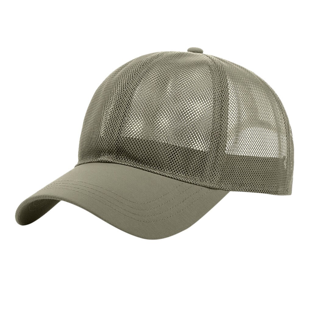 Outdoor Zomer Mesh Ademend Sport Cap Verstelbare Eenvoudige Casual Zonnehoed Unisex Effen Kleur Baseball Cap # P30: Khaki