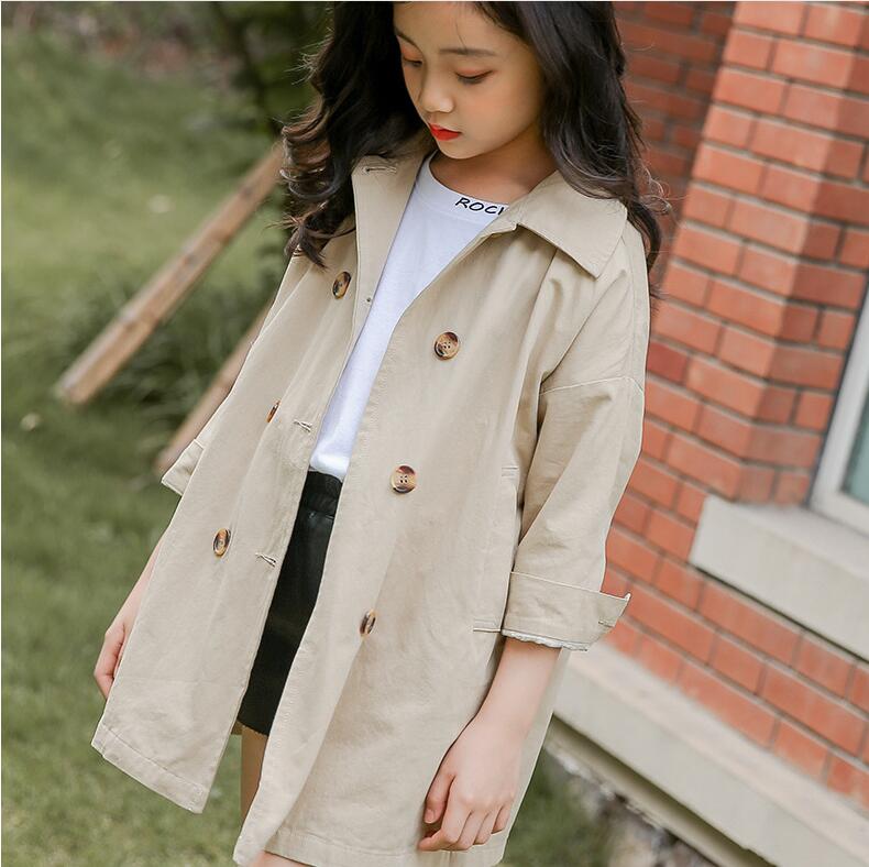 Kaki Meisjes Trenchcoat Lente Herfst Kinderen Jassen Meisjes Mode Kleding Hoogwaardige Bovenkleding Meisjes Jas 3 Te 14 Jaar