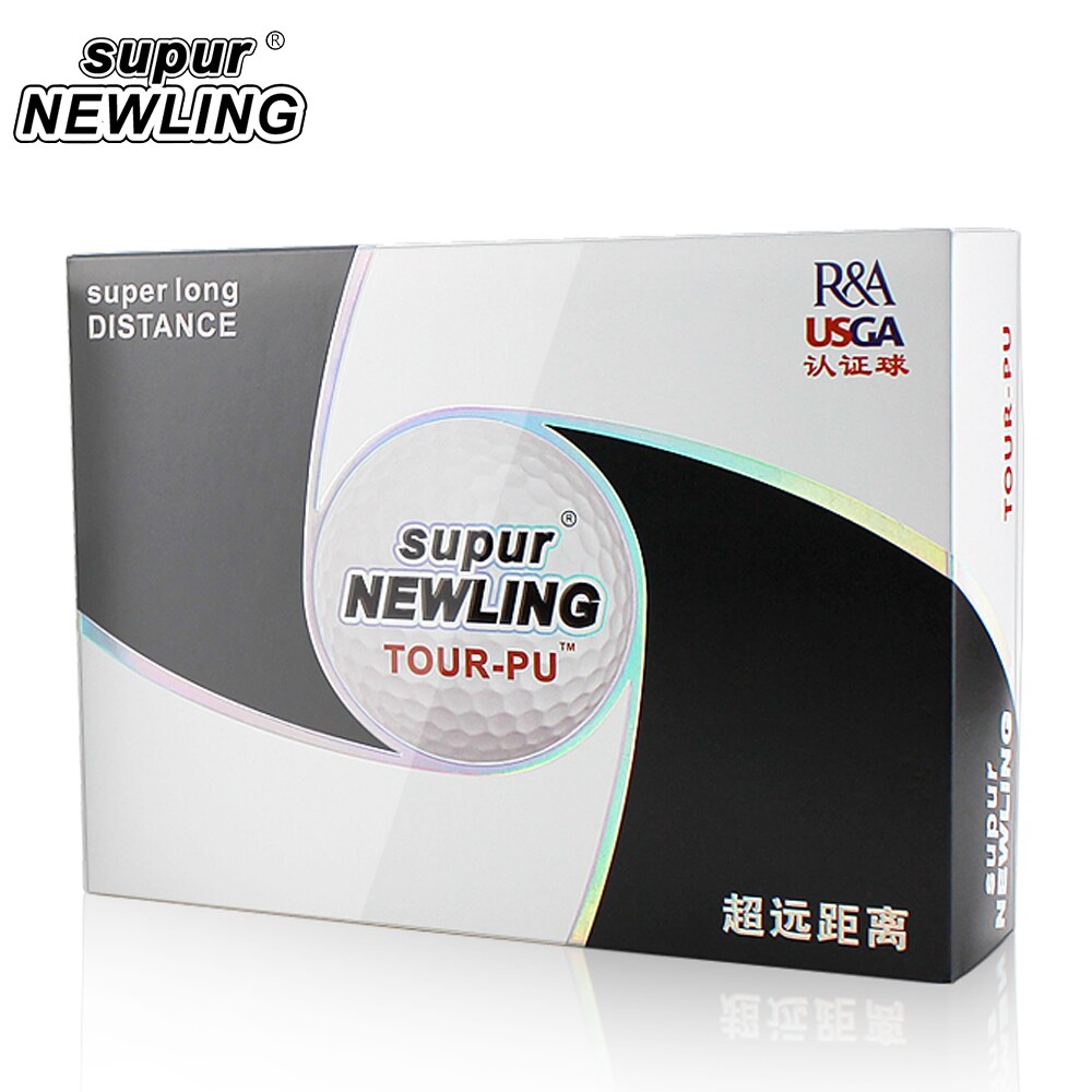 12 stks/doos Golfballen Supur Newling TOUR PU Lange Afstand Zachte PU 3-stukken Golfbal: Default Title