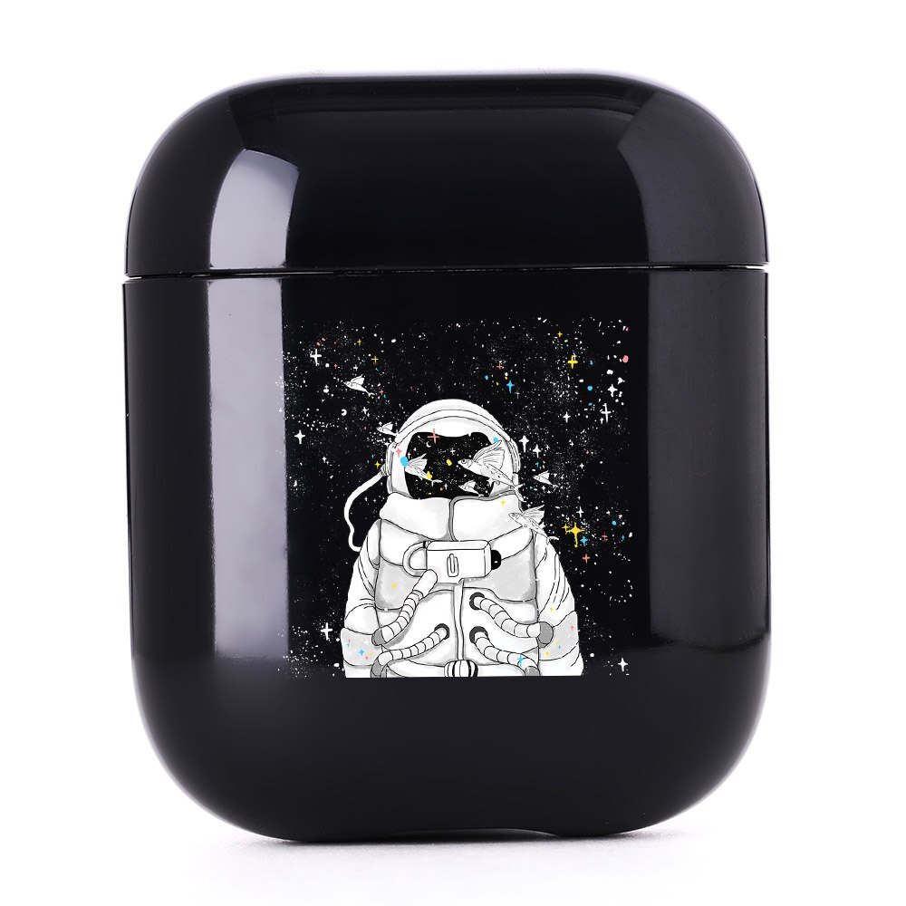 Cute Case For Apple Airpods 1/2 Case Space Planets Astroaunt Bluetooth Earphone Case For Airpods 1/2 Headphone Black Hard Case: I02108S