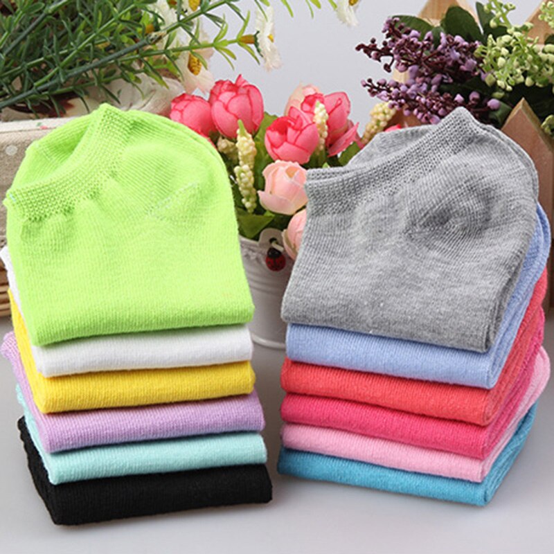 Urgot 10pcs=5pairs/lot Women Cotton Socks Summer Autumn Cute Candy Color Boat Ankle Socks Women's Thin Sock Slippers Girls Meias