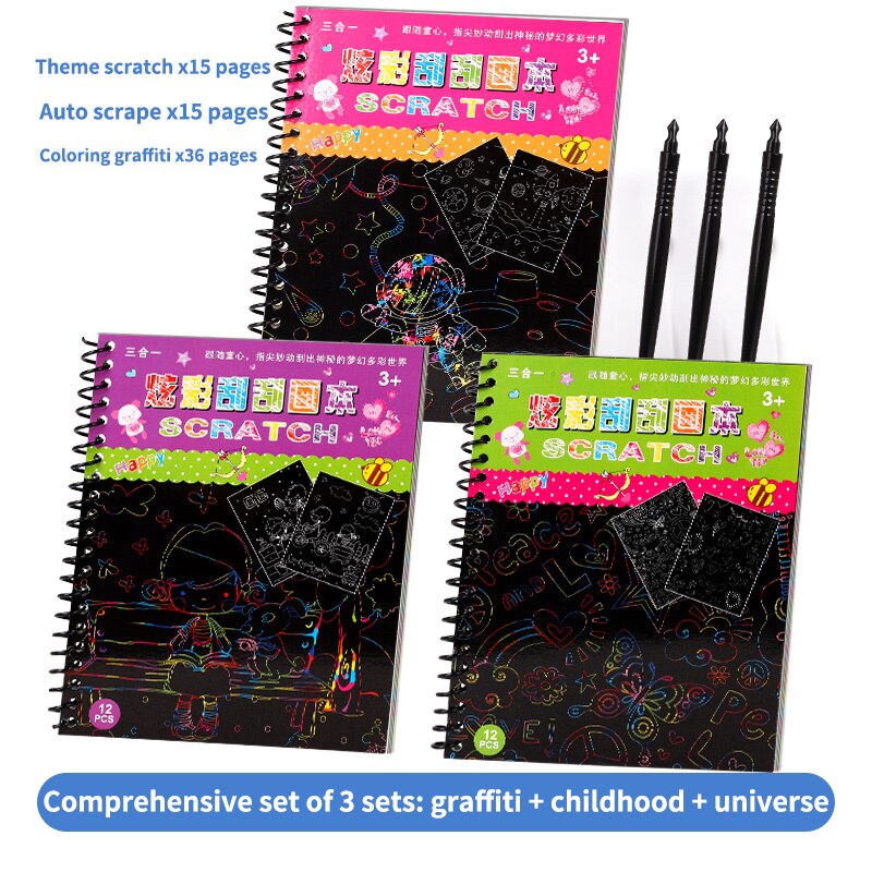 Una varietà di stili Magic Rainbow Art Paper Card set up graffiti template disegno stick fai da te arte pittura giocattoli palestra per bambini: Universe or every