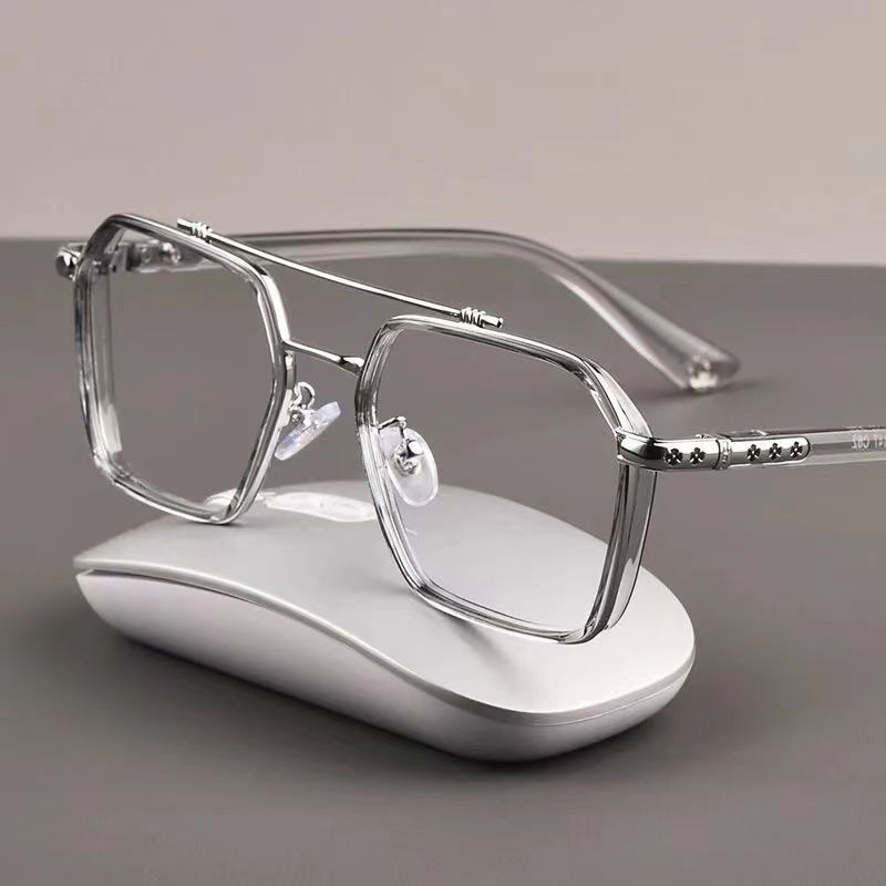 Gafas cuadradas de doble puente para mujer y hombre, lentes de luz azul, Vintage, transparentes, para conducir y pescar, con montura de gran tamaño, nuevas
