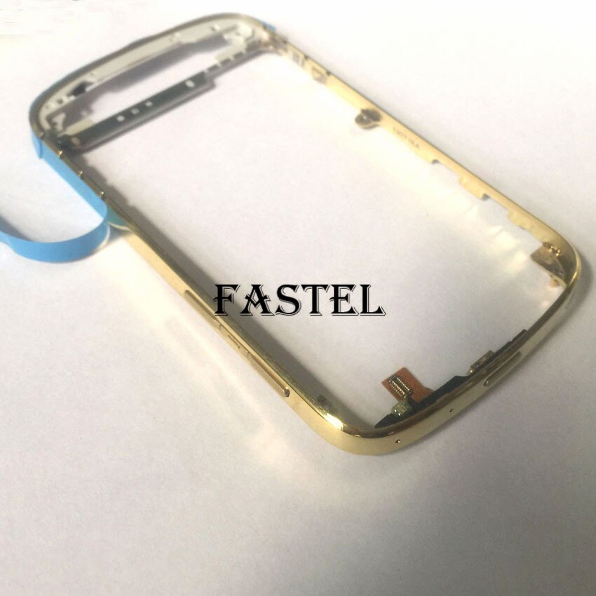 Voor blackberry  q10 originele volledige complete mobiele telefoonbehuizing + frame cover case + russisch frans engels toetsenbord met flex: Gouden lijstafdekking