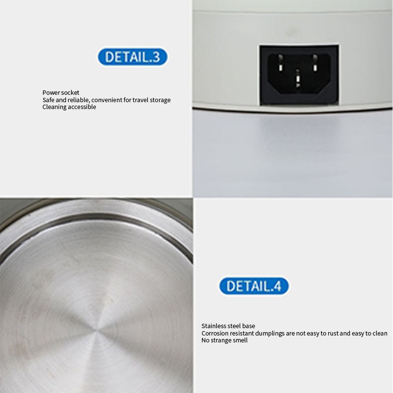 Folding Electric Skillet Kettle Heated Food Container Heated Lunch Box Cooker Portable Pot Cooking Tea