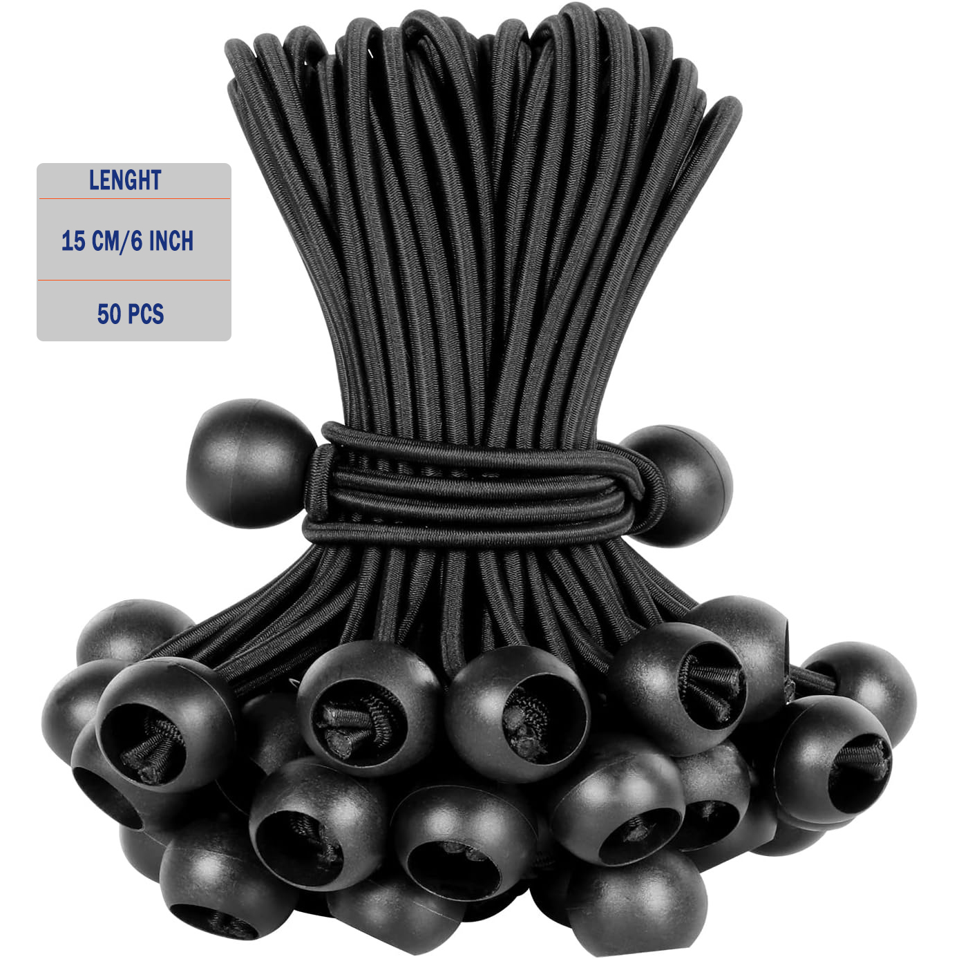 Ball Bungee Cords 6 Inch,50 PCS White Tarp Ball Bungee Ties Heavy Duty Canopy Tie Downs for Camping,Tent Poles with UV Resistant: green