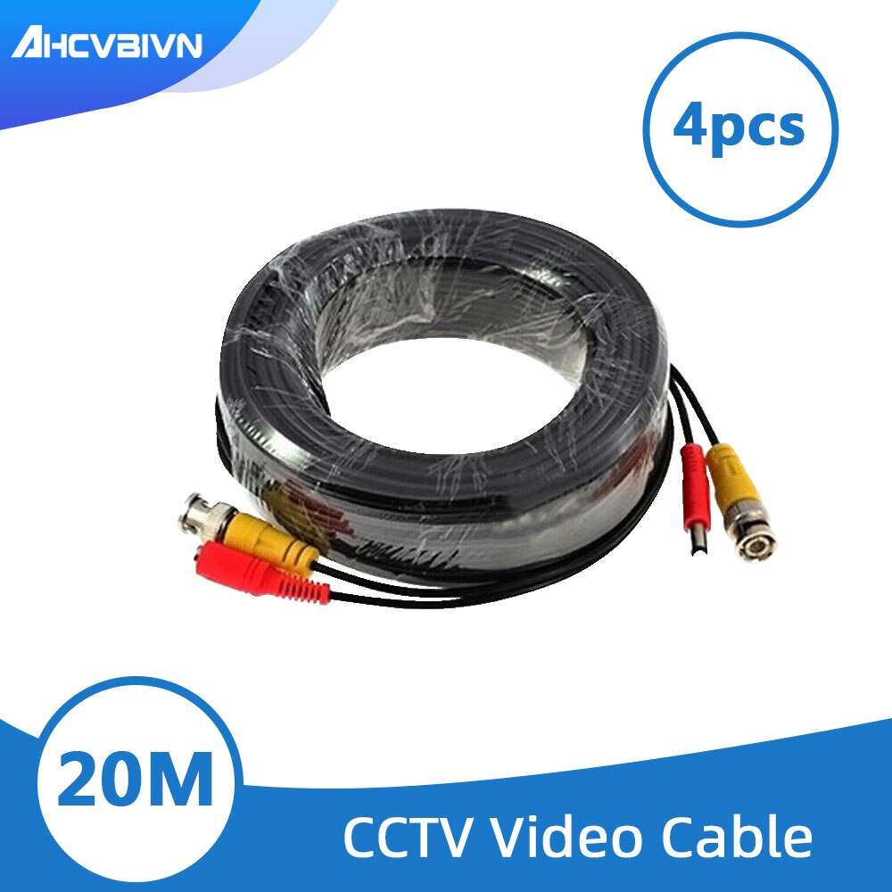 4 Stuks * 65ft(20M) Bnc Video Power Siamese Kabel Voor Cctv Surveillance Camera Accessoires Dvr Kit