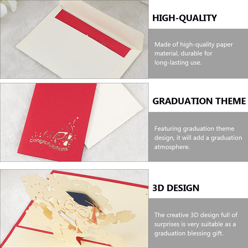 2Pcs 3D Greeting Cards Congratulations Blessing Cards Graduation Hollow Tree Greeting Cards