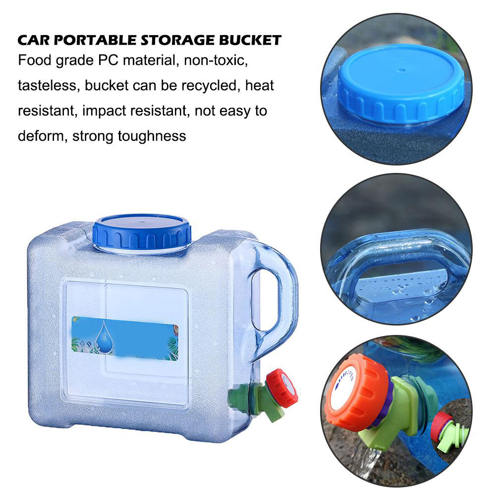 5L 8L Car Water Storage Bucket Portable Water Container Outdoor Large Capacity Water Bottle With Faucet Camping Square Barrel