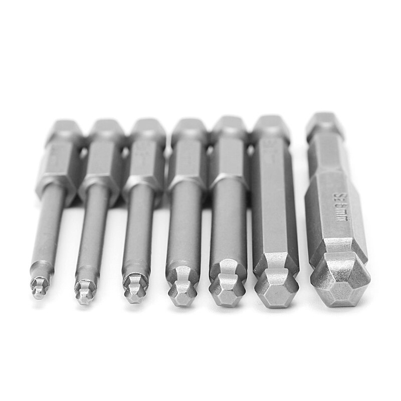 7 Pcs 65mm Magnetic Ball End Hexagon Head Hex Screwdriver Bits Drill Tools 2.5