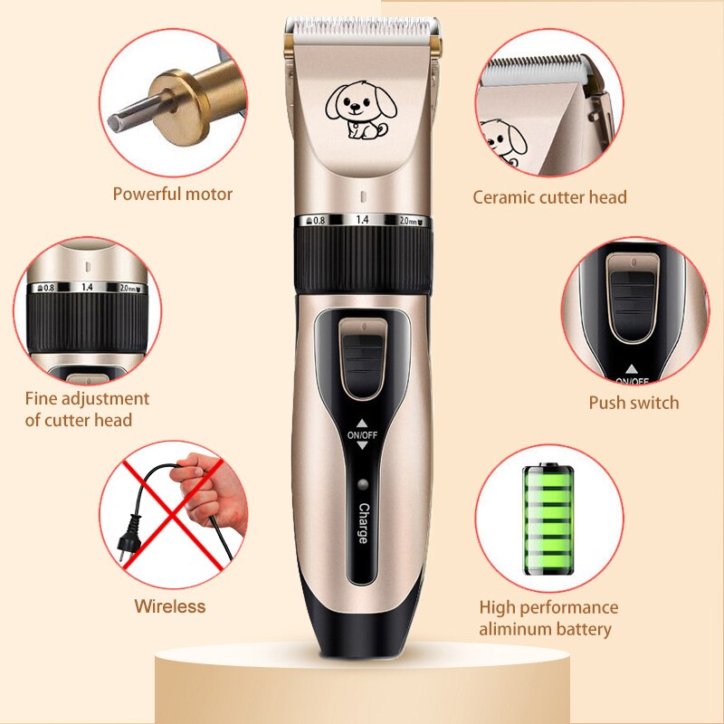 Elektrische Pet Clipper Hond Tondeuses Voor Huisdier/Kat/Hond/Konijn Grooming Haircut Trimmer Scheerapparaat Set Huisdieren draadloze Oplaadbare