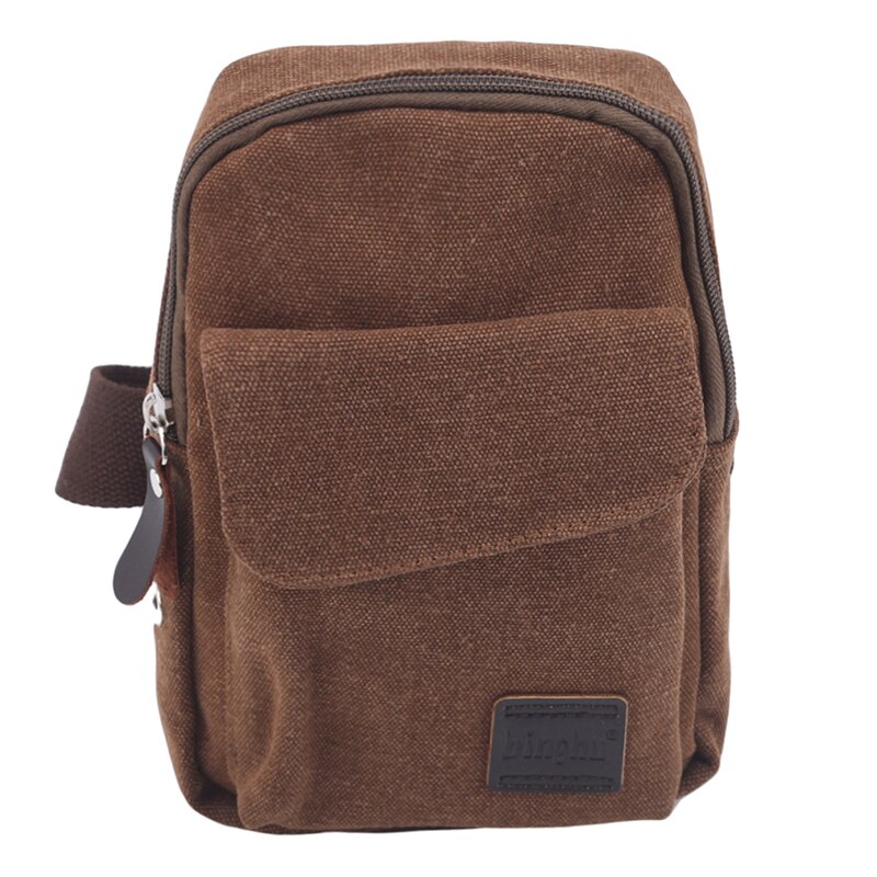 Small Chest Sling Bag Travel Hiking Cross Body Messenger Shoulder Casual Solid Canvas Bag Handbag: coffee