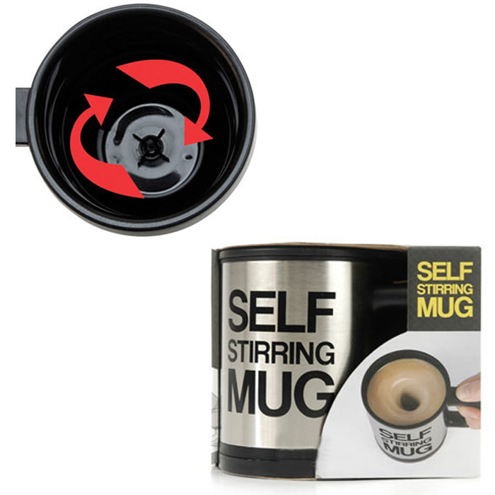 350ml Lazy Man Stainless steel Office self stirring Mug Mixing Tea Coffee