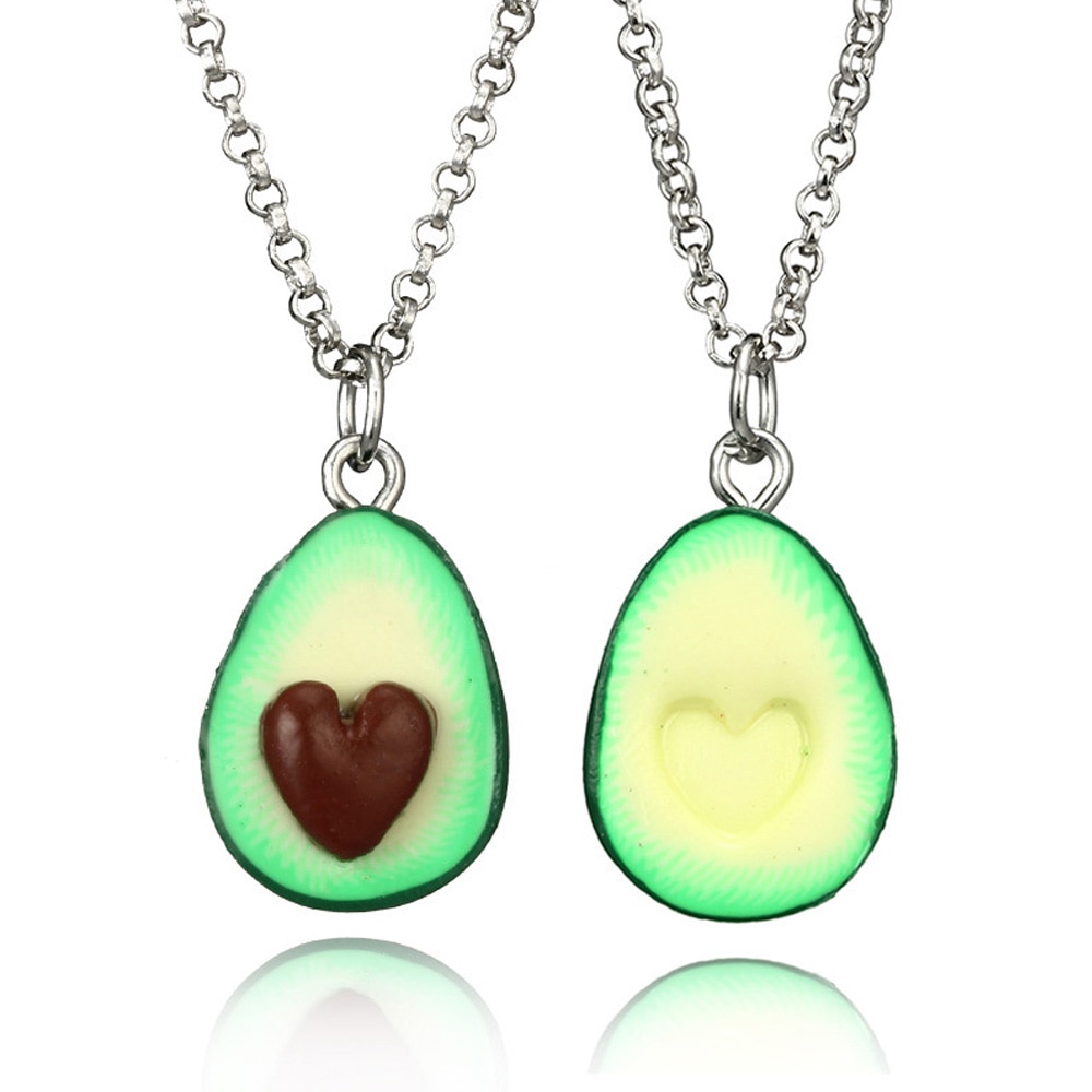 Lovely Avocado with Nuclear 3D Clay Alloy Necklace Pendant Couple Decoration Charm Friendship DIY Jewelry