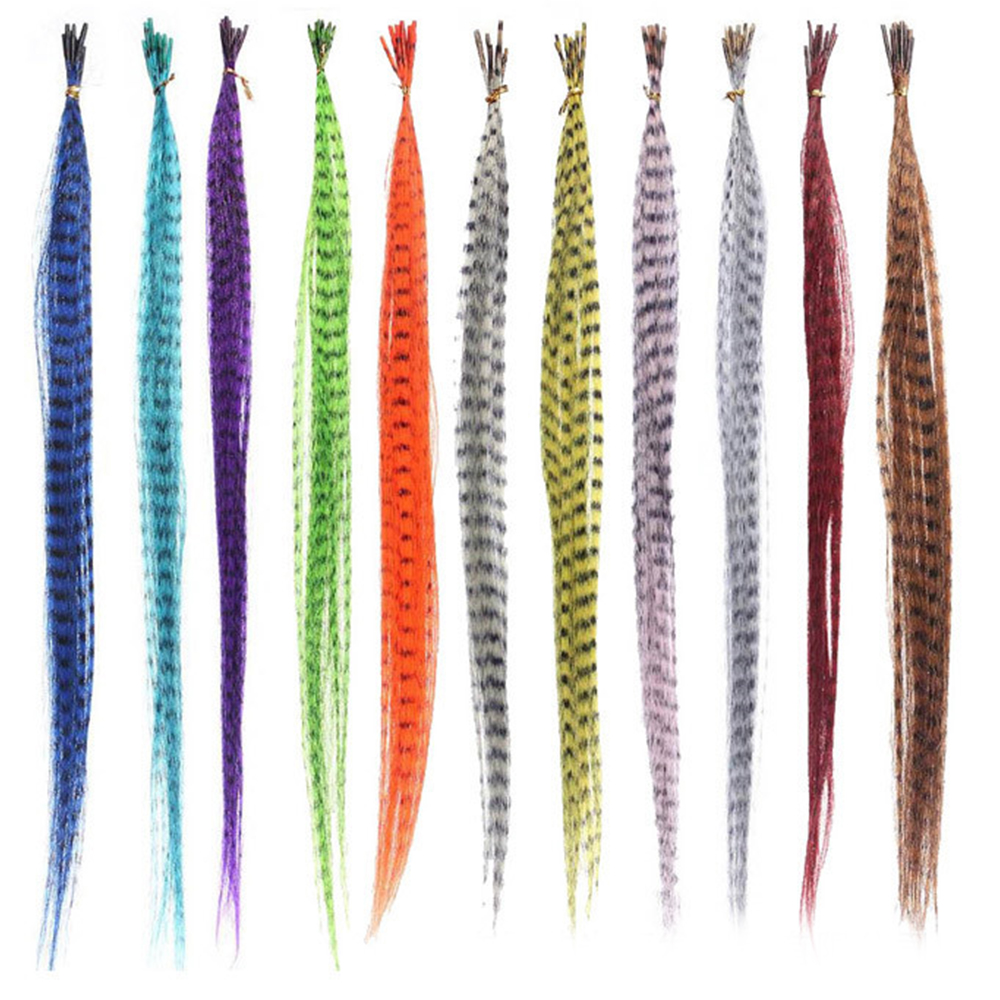 Estensioni dei capelli con piume finte colorate sintetiche I-Consiglio 16 "10 fili/confezione Accessori per parrucche in fibra resistente al calore da donna