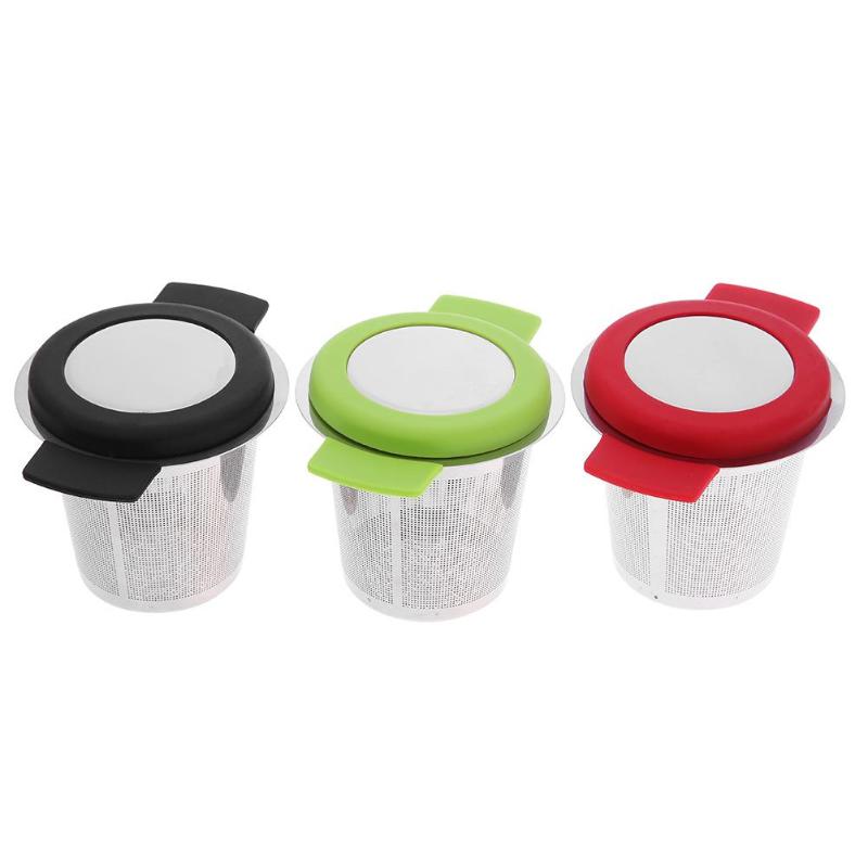 Thee Zetgroep Mand Fijne Mesh Theezeefje Rvs Herbruikbare Met Handgrepen Deksel Thee en Koffie Filters voor Losse Thee blad