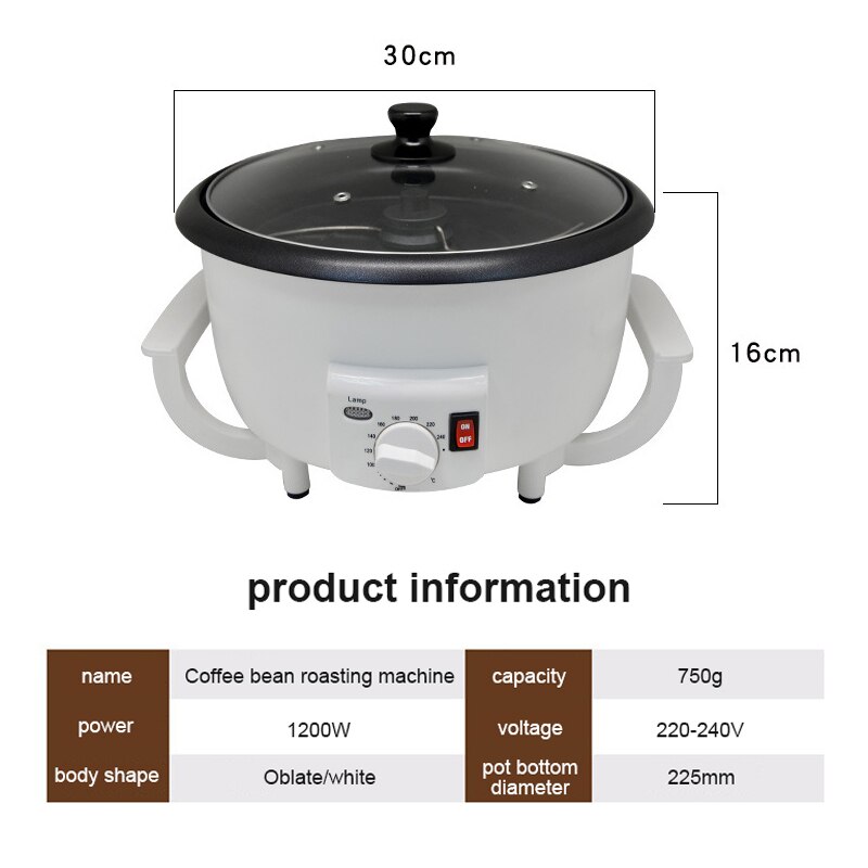 220V Electric Coffee Bean Roasting Machine Non-stick Coating Roasting Tool Household Grain Coffee Bean Roasting Machine